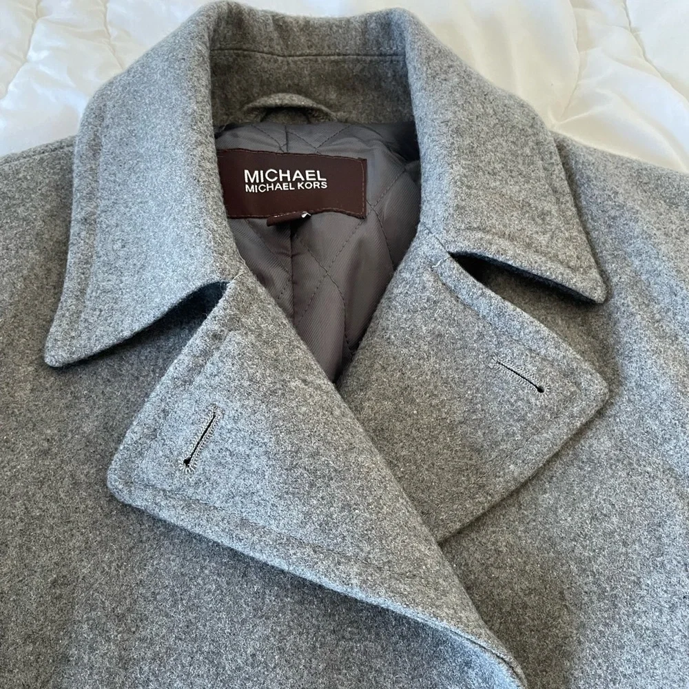 MICHAEL Michael Kors Men’s Gray Wool Blend Double Breast Peacoat